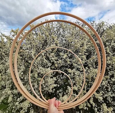 Wood Craft Hoops - Dream Catcher Flower Wreath Macrame Wall Hanging Wooden Ring • £4.16