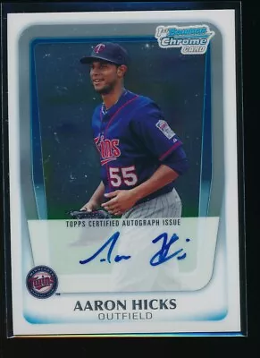 AARON HICKS AUTO 2011 Topps Bowman Chrome Autograph NY Yankees Rookie Card RC • $19.99