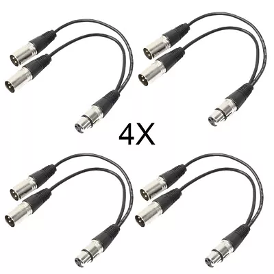 3Pin XLR Female Jack To Dual 2 Male Plug Y Splitter Cable Adapter Microphone 4x • $26.89