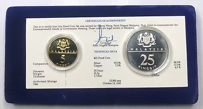 Malaysia 1989 5 & 25 Ringgit Proof Set The Commonwealth Heads Of Govn’t Meeting • $94.60