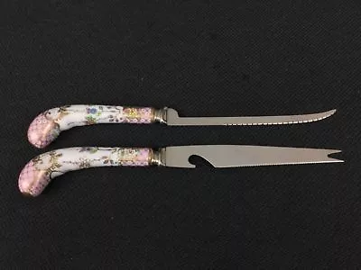 A & E Lewis Floraine Pink Bar Knife And Bonus 9 1/4  Knife • $228