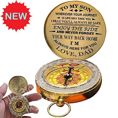 Dad To Son Enjoy The Ride Compass Engraved Copper Compass Xmas Gift 2023 • $12.99