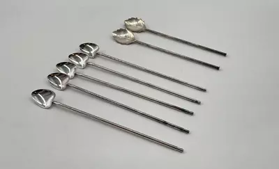 Lot Of 7 Assorted Silverplate Iced Tea Mint Julep Straw Spoons • $49.99