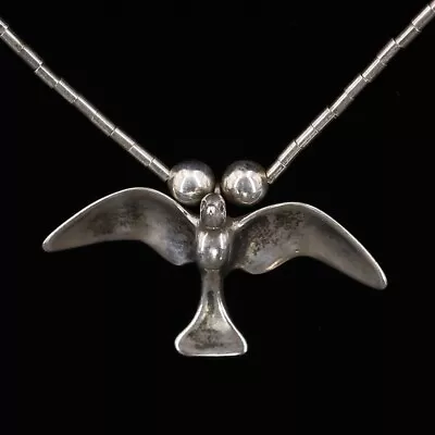 VTG Sterling Silver - NAVAJO Turquoise Fetish Bird Pendant 15  Necklace - 4g • $22.50