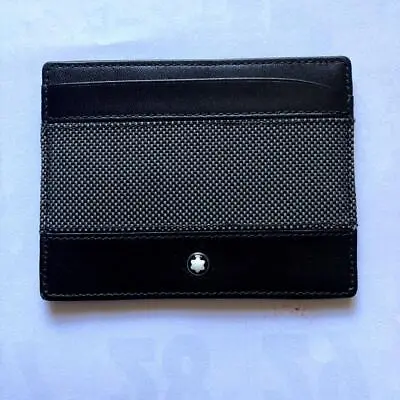 Montblanc New Unused Card Holder Black Genuine Leather Nylon With Box And Bag • $116