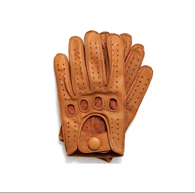 Driving Gloves Car Motorcycle Biker Genuine Leather Police Driver Glove Brown-65 • $27.49