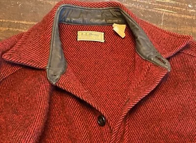 Vintage LL Bean Northwoods Tweed Wool Shirt Jacket Mens 2XL Red Black Heavy • $89.99
