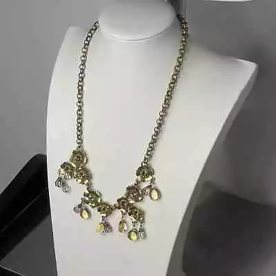 J. Crew Statement Necklace Costume Signed Jewelry Burnished Gold Tone Floral  • $22