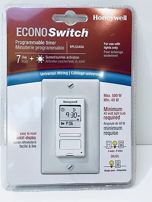 Honeywell RPLS540A ECONOSwitch Programmable Timer Switch • $26