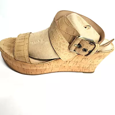 Via Spiga Women's 8.5 Leather Upper Ankle Strap Cork Wedge Sandals  • $35