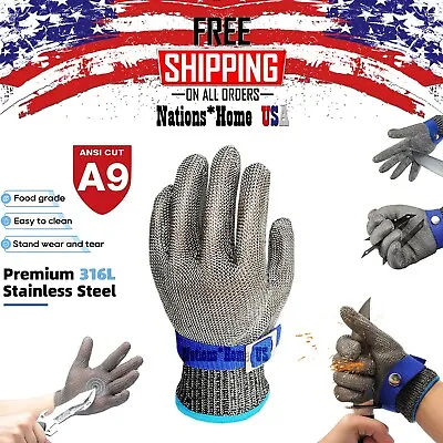LV9 Safety Stainless Steel Mesh Gloves Anti Knife Cut Chain Mail Work Gloves • $16.71