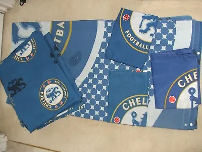 Genuine Chelsea FC Bedding Curtains Double Duvet Cover Pillowcases Good Condi • £29.99