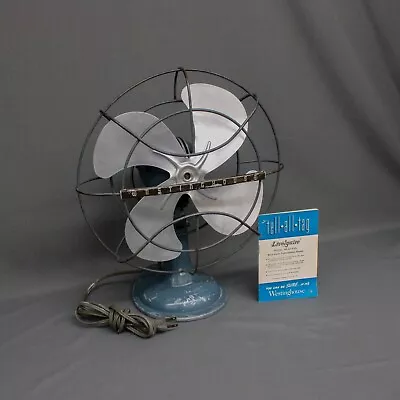 Westinghouse Blue Art Deco Steel 4 Blade Desk Oscillating Fan • $65.24