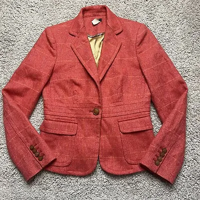 J Crew Robert Noble Scotland Blazer Jacket Womens 2 Herringbone Wool Coral Tweed • $90