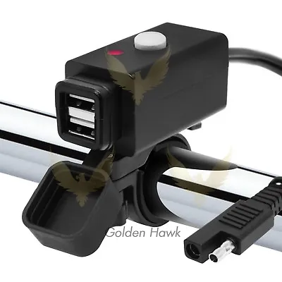 Waterproof Motorcycle 12V SAE To Dual USB Cell Phone Charger Cable Adapter GoPro • $9.49