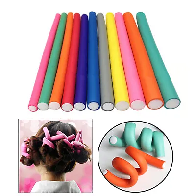 $14.55 • Buy 10Pcs 9.5  Soft Hair Foam Curler Roller Kit Flex Rods For Dry/Wet Hair