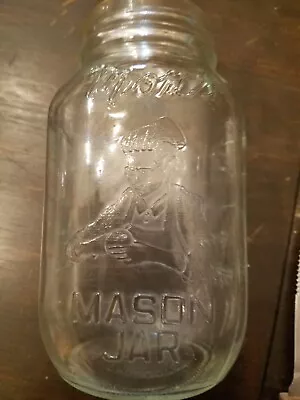 Vintage Clear Mom's Mason Jar Square Glass Canning Jar - Quart-Used • $10