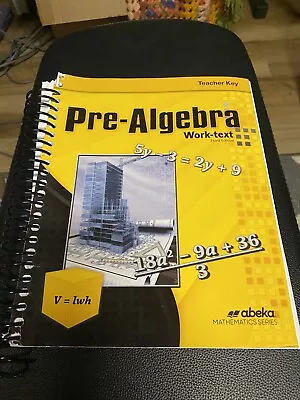 A Beka Book Pre Algebra Work Text Teacher Solution Key Spiral Third Edition • $27.90