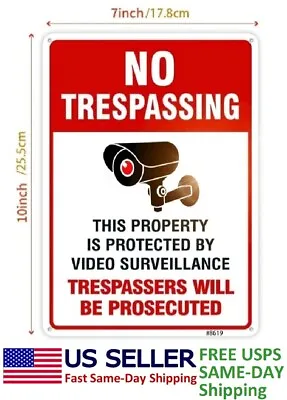 Private Property No Trespassing Aluminum Sign Warning Video Surveillance Sign • $17.95