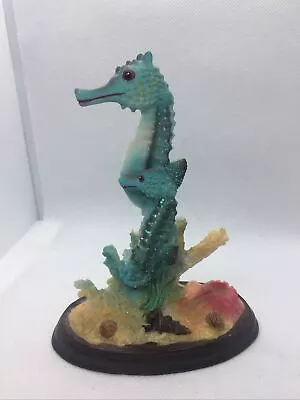 Vintage Polyresin Colorful Seahorse Figurine Ceramic World • $19.99