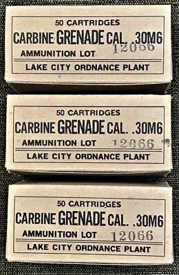 Lake City Ordnance M1 Carbine Grenade M6 Wwii New Replica 50 Round Ammo Boxes • $7