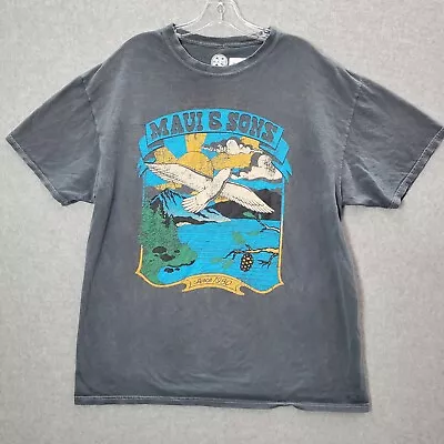 Maui And Sons Men T-Shirt Large Gray Logo Bird Outdoor Graphic Short Sleeve READ • $13.51