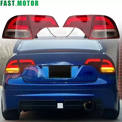 Red Tube LED Brake Tail Lights Sequential Turn Signal For Civic Sedan 4-DR 06-11 • $478