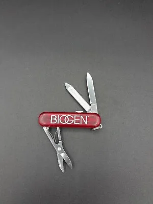 BIOGEN LOGO Victorinox Signature Swiss Army Knife Red Transparent With Pen C49 • $8