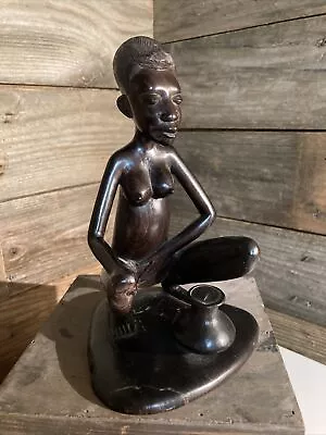 Vintage  Woman Sculpture Wooden Statue Bali? African? Fertility? ￼Art Deco • $85.57