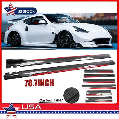 For Nissan 200SX S15 Carbon Fiber Look Side Skirt Extension Spoiler-Splitter Q • $99.99