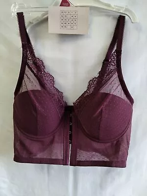 Ditto Bra 32D  Cami Corset Style  Burgundy In Colour Sheer And Opaque • £3.99