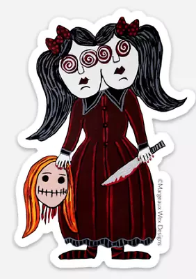 Creepy Doll Sticker Set Of 2 Horror Gothic Voodoo Evil Siamese Twin Oddity Gift • $10.50