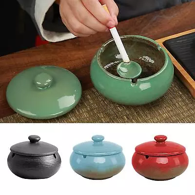 £8.99 • Buy Creative Windproof Ceramic With Lid Cigarette Ashtray For Indoor & Outdoor Use