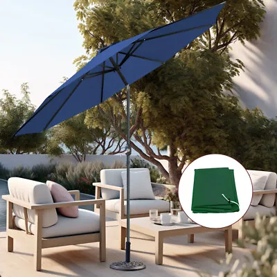 3m Garden Parasol Patio Umbrella Sun Shade Canopy Crank Tilt With Base Cover • £74.95