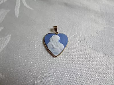 Michael Anthony 10 K Gold Blue White Cameo Heart Pendant Mother & Child Signed • $146