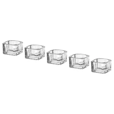 IKEA GLASIG Glass Tea Light Candle Holder SQUARE Home Decor  Pack Of 5 • £6.48