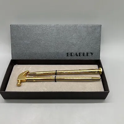 Vintage Bradley Fine Writing Instruments Hammer & Nail Pen Set Gold • $40