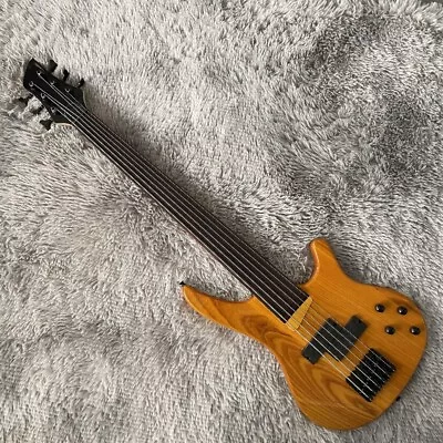 Factory Yellow 6 Strings HH Pickups Electric Bass Guitar Black Hardware Fretless • $348