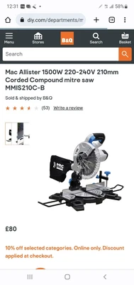 £33 • Buy New Mac Allister Compound Mitre Saw Chop Compounding 1500W 220 240V 210mm