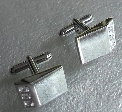 £9.99 • Buy Cufflinks Vintage Mens Cuff Links 1980s 1990s SILVERTONE DIAMANTE INSET FEATURE