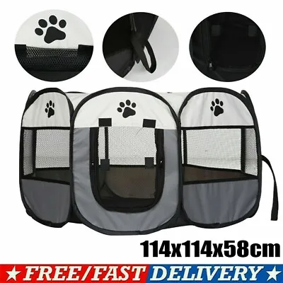 Extra Large Portable Pet Dog Cat Playpen Tent Oxford Fabric Fence Cage 114×58cm • £15.99