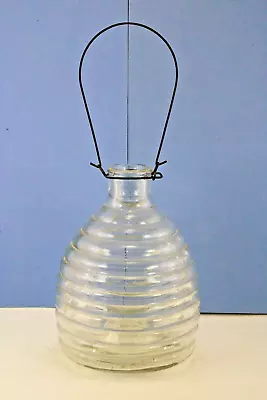 Vintage Footed Glass Beehive Fly Wasp Insect Catcher Wire Bale Great Shape B37 • $35