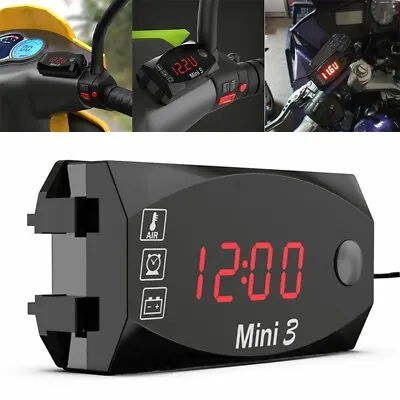 3 In 1 Motorcycle Clock Thermometer Voltmeter LED Display DC 6V-30V Waterproof • $8.21