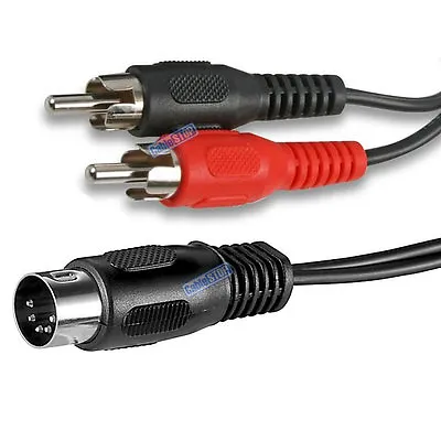 5 PIN DIN PLUG To TWIN PHONO Pins 3 & 5 Connected Audio MIDI Cable 1.2m • £3.65