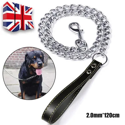 Metal Chain Dog Lead Pet Puppy Leash 4ft 120cm Long Heavy Duty Anti-Chew Control • £5.45