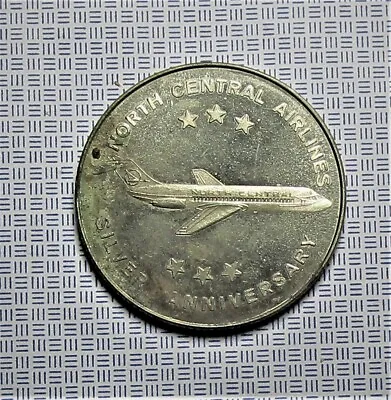 Vintage 1973 North Central Airlines Silver Anniversary 25year Token Coin • $17.49