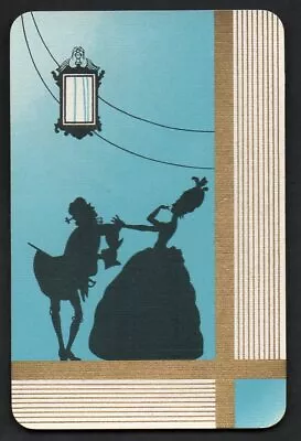 Vintage Playing Swap Card :  OLD WORLD COUPLE SILHOUETTE • $1.50