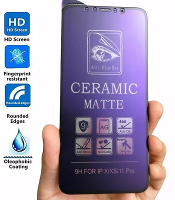 Anti Blue Light Ceramic Screen Protector For IPhone 14 13 12 11 Pro Max X Matte • $4.29