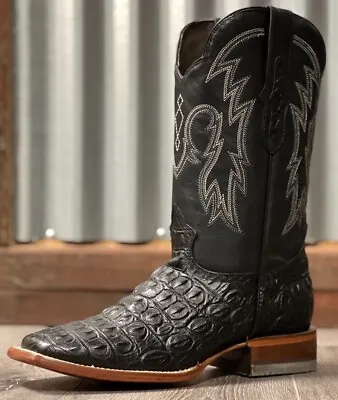 Men's Rodeo Cowboy Alligator Tail Print Western Square Toe Boots Mexico Product • $109.99