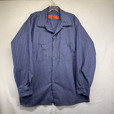 Vintage Button Up Work Shirt Men’s XL  Striped Made In USA EWC Perm  Press • $19.99